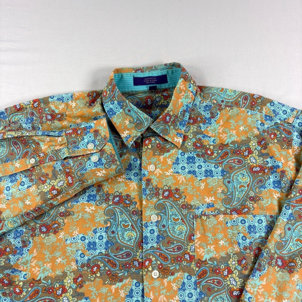 Alan Flusser Shirt Mens Large Paisley AOP Button Up Floral Long‎ Sleeve